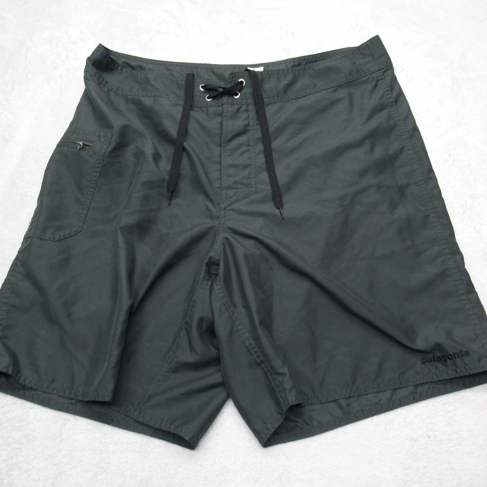 Patagonia Baggies Shorts Men 35 x 8 Dark Green Swim Board Trunks Unlined Pockets